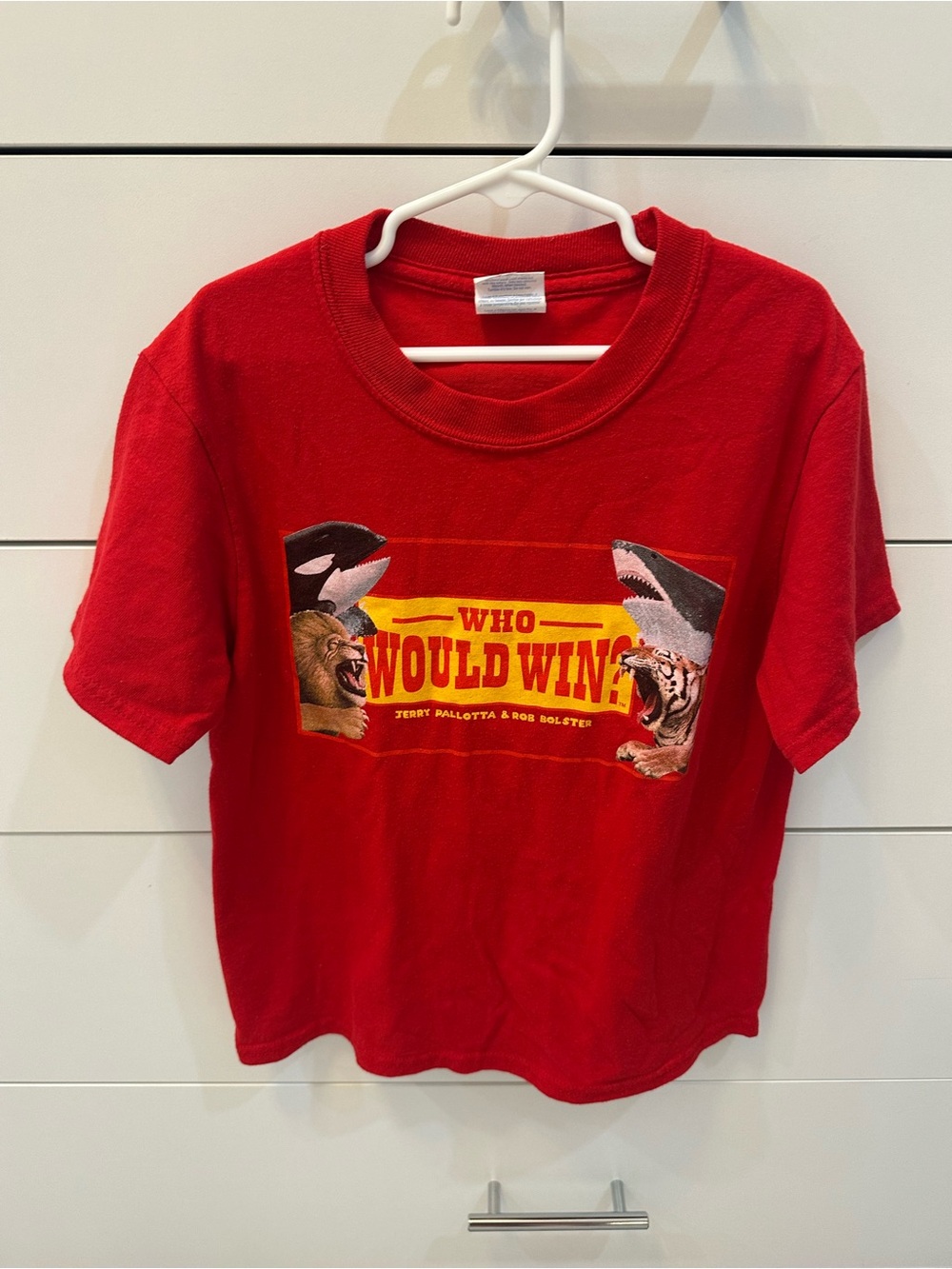 Red Kids Graphic Tee - "Who Would Win" Size S